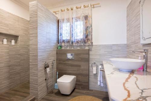 a bathroom with a sink and a toilet at RoRi Private Luxury Villas in Bwejuu