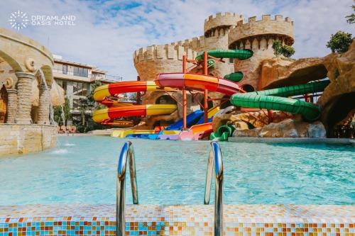 a water slide at a water park at Lovely studio by the sea with a terrace in Chakvi