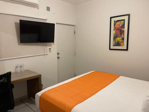 Televisyen dan/atau pusat hiburan di HOTEL LAS PALMAS
