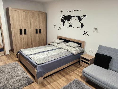 מיטה או מיטות בחדר ב-Agria Residence