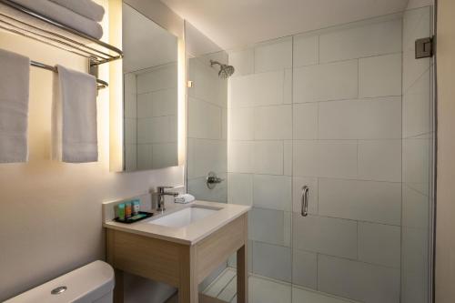 a bathroom with a sink and a shower at Lexington by Hotel RL Miami Beach in Miami Beach