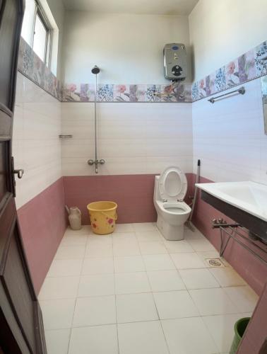 a bathroom with a toilet and a sink at Crown Castle Peshawar in Peshawar