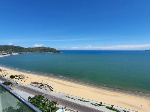 a view of a beach and the ocean at Altara Apartment Quy Nhon in Quy Nhon