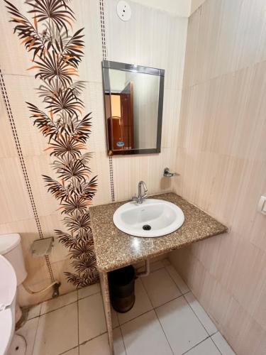 y baño con lavabo y espejo. en Hotel Gracious en Gurgaon