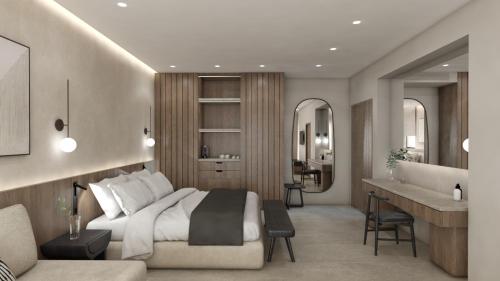 Un pat sau paturi într-o cameră la Elios Hill
