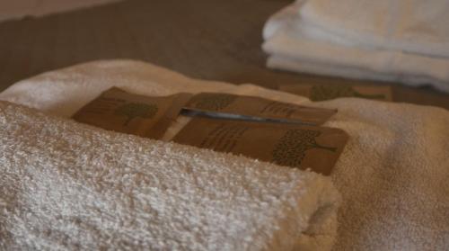 a couple of towels sitting on top of a towel at Il Borgo dei Normanni in Colliano