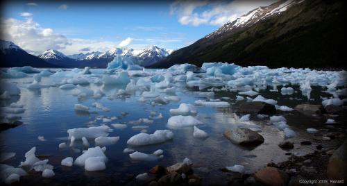 a group of icebergs floating in a body of water at Don Pepe Hotel y Cabañas in El Calafate