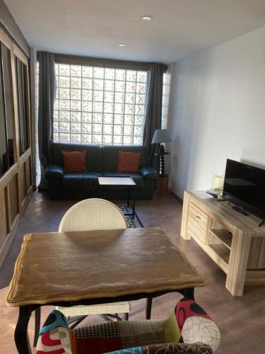 a living room with a couch and a table at Studio terrasseLouhans centre35m2 in Louhans