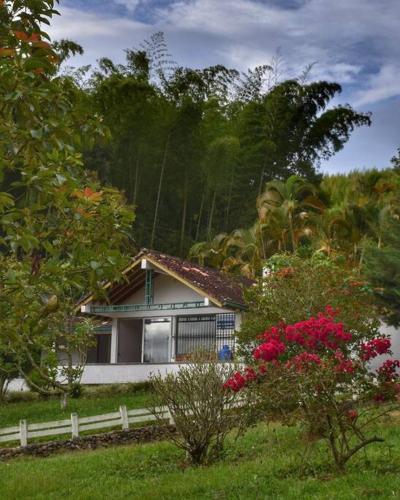 uma casa no meio de um quintal com flores em Casa Finca El Carmen Valle del Cauca Colombia 45 min Cali em Papagalleros