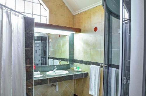 a bathroom with a sink and a mirror at Lukenya Getaway in Athi River