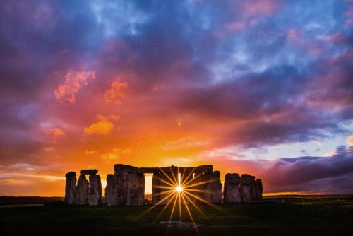 an image of stonehenge with a sunset in the background at Cosy 1 bedroom cabin- Moon Pod in Salisbury