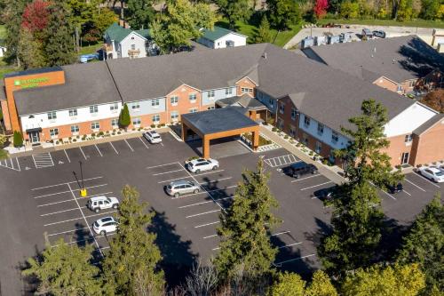 an overhead view of a building with a parking lot at Wyndham Garden Galena Hotel & Day Spa in Galena