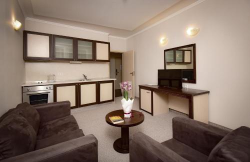 Posezení v ubytování Rhodopi Home Hotel Chepelare- All inclusive & Half Board