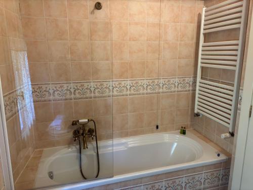 a bath tub in a bathroom with a shower at Hotel Villa Luppis in Pasiano di Pordenone