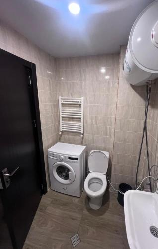 a small bathroom with a toilet and a sink at Tribu apartment 204 in Bakuriani