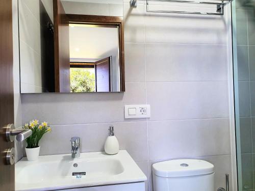 勞羅塔瓦的住宿－Estancia Julia，一间带水槽和镜子的浴室