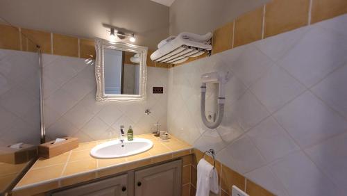 La salle de bains est pourvue d'un lavabo et d'une douche. dans l'établissement Mas des Marguerites, à Maussane-les-Alpilles