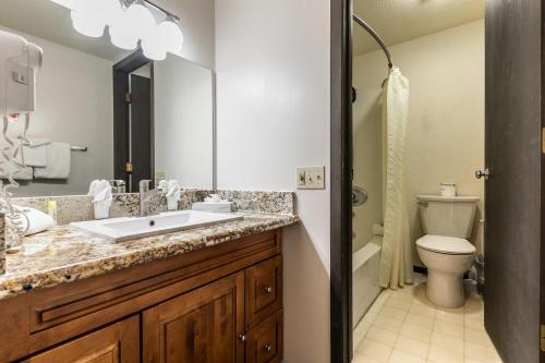 a bathroom with a sink and a toilet at Studio Queen Room Ground Floor Unit 113 Bldg B in Truckee
