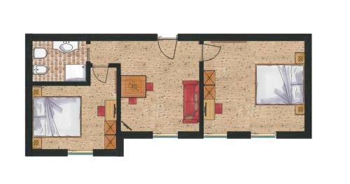 a drawing of a floor plan of a room at HOTEL B&B MARILENA in Arabba