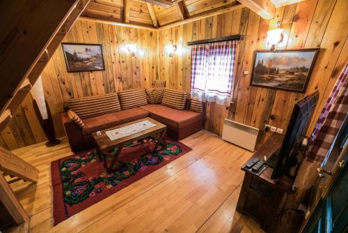 an overhead view of a living room in a cabin at Etno selo Stanišići Etno kuće in Dijelovi