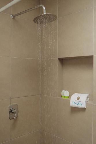 a shower with a shower head in a bathroom at Beach House “El Rosario” in La Candelaria