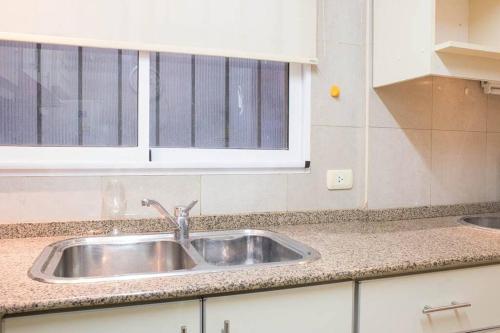 a kitchen counter with a sink and a window at 2 amb. frente al Bótanico Rep Arabe Siria y Santa Fe in Buenos Aires