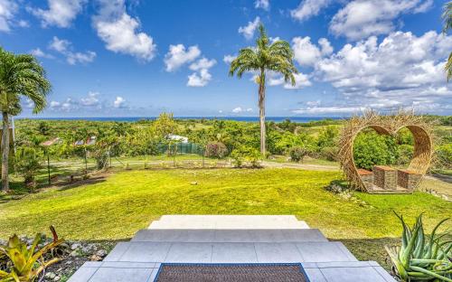 an aerial view of a garden with palm trees at mggb05 in Grand-Bourg