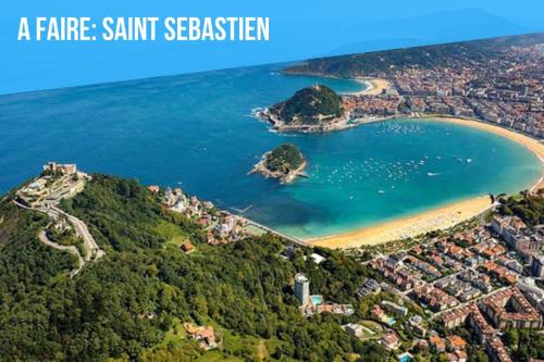 an aerial view of a beach and the ocean at Caprozion-Erosoa-T1-Piscine-Clim in Ciboure