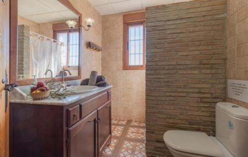 a bathroom with a toilet and a sink at Casa Rural Pío in Ríofrío