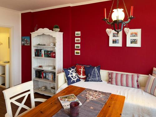 Χώρος καθιστικού στο Haus Nordenlicht Ferienwohnung Wattkieker