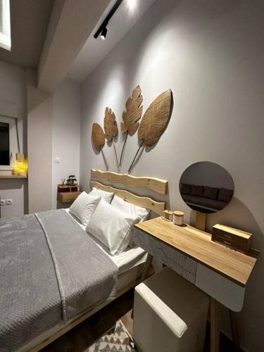Postel nebo postele na pokoji v ubytování Tiny Nest Sindos