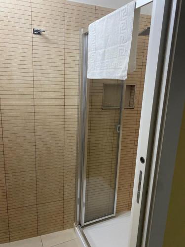 Appartameto Bellanova في فرانكافيلا فونتانا: دش مع باب زجاجي في الحمام