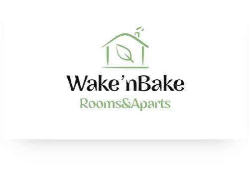 a logo for wake n bake romanos apartments at Wake'n Bake Affittacamere in Genova