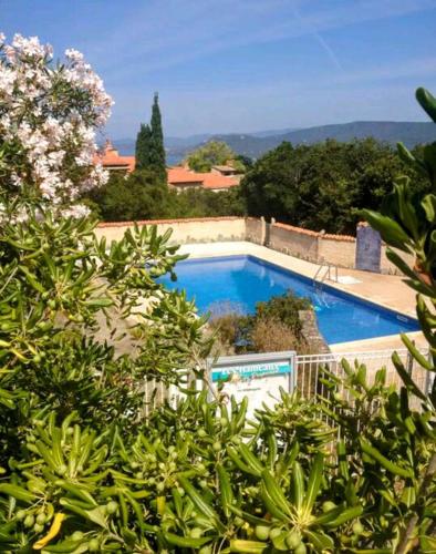 - une grande piscine dans une cour arborée dans l'établissement 5 Min de la Plage - T4 avec Piscine & Tennis, à Propriano