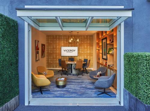 a view of a lobby with chairs and a table at Viceroy Santa Monica in Los Angeles