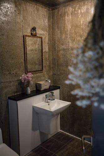 a bathroom with a sink and a mirror at SS Resort in Gapyeong