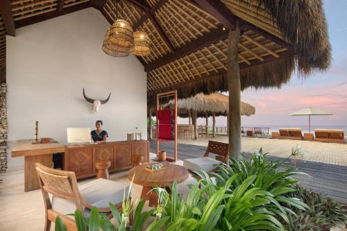 an office in a resort with a view of the beach at Lelewatu Resort Sumba in Watukarere