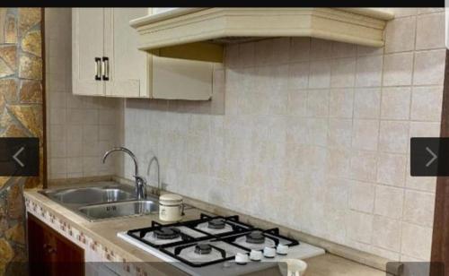 une cuisine avec un évier et une cuisinière four supérieur dans l'établissement Casa Giulia, à Monopoli