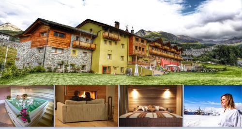 a collage of pictures of a hotel at Hotel La Chance in Pila