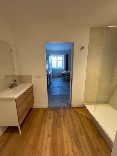 La salle de bains est pourvue d'un lavabo et d'une douche. dans l'établissement 