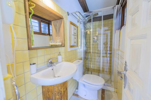 een badkamer met een wastafel en een toilet bij Casa privada para dos con Jacuzzi y Piscina Málaga in Alora