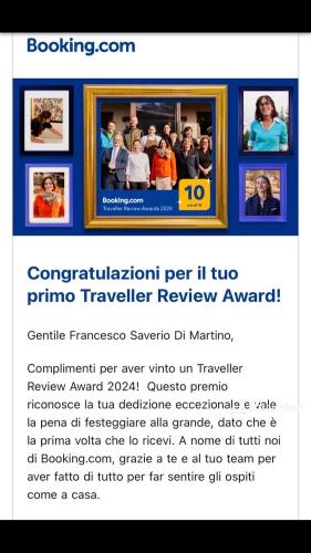 a screenshot of a website with a picture of a group of people at B&BSCICCHERI in Castellammare di Stabia