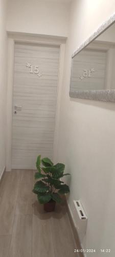 a room with a door and a plant in front of it at HOME DOLCE LUNA in Castelvetrano Selinunte