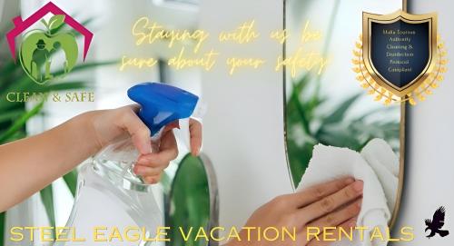a person applying disinfectant to a glass bottle at Top-notch apartment with sea view, bbq and Jacuzzi in St Julian's