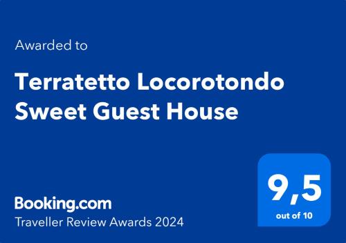 Majutusasutuses Terratetto Locorotondo Sweet Guest House olev sertifikaat, autasu, silt või muu dokument