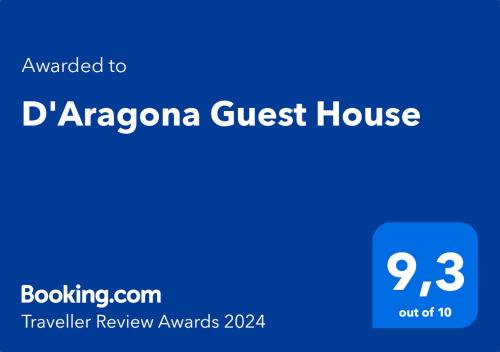 D'Aragona Guest House في باليرمو: علامة زرقاء تقرأ بيت ضيافة aracona