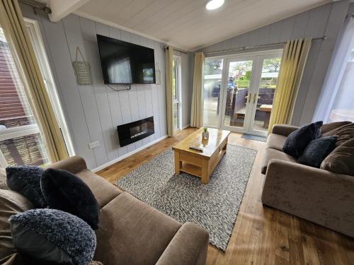 TV a/nebo společenská místnost v ubytování Applegrove Country Park, Scarborough with Private Hot Tubs