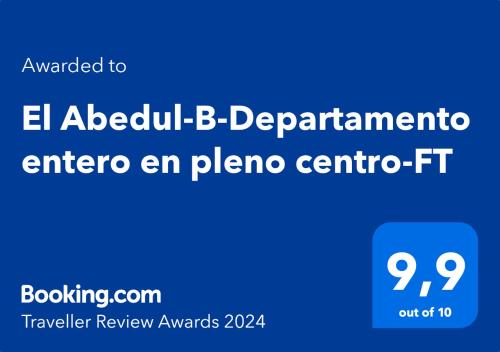 Majutusasutuses El Abedul-B-Departamento entero en pleno centro olev sertifikaat, autasu, silt või muu dokument