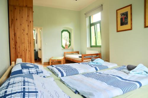 A bed or beds in a room at Ferienwohnungen am Großen Garten