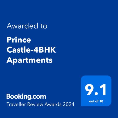 a screenshot of a phone with the text awarded to prince castle apartments at Prince Castle-4BHK Apartment,Guesthouse in Hyderabad